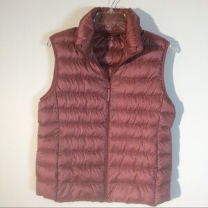 UNIQLO Ultra-light Down Puffer Vest Dusty Pink Rose Full Zip Packable Cinch Bag